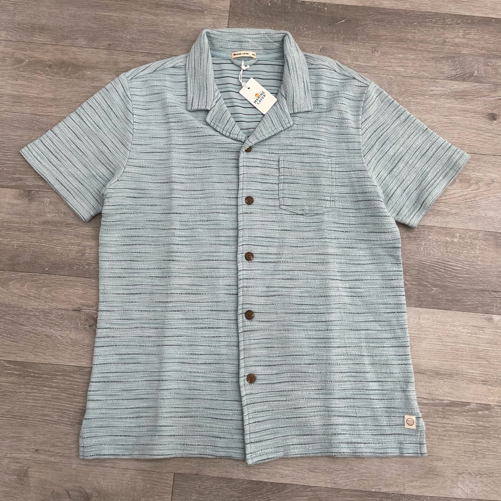 Marine Layer Resort Shirt Men Medium Large Button Up Textured Summer Casual